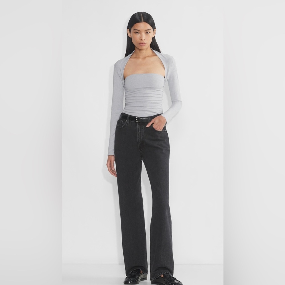 Aritzia Contour Flourish Longsleeve Top Chrome Ruched Flattering Smoothing - Picture 2 of 11